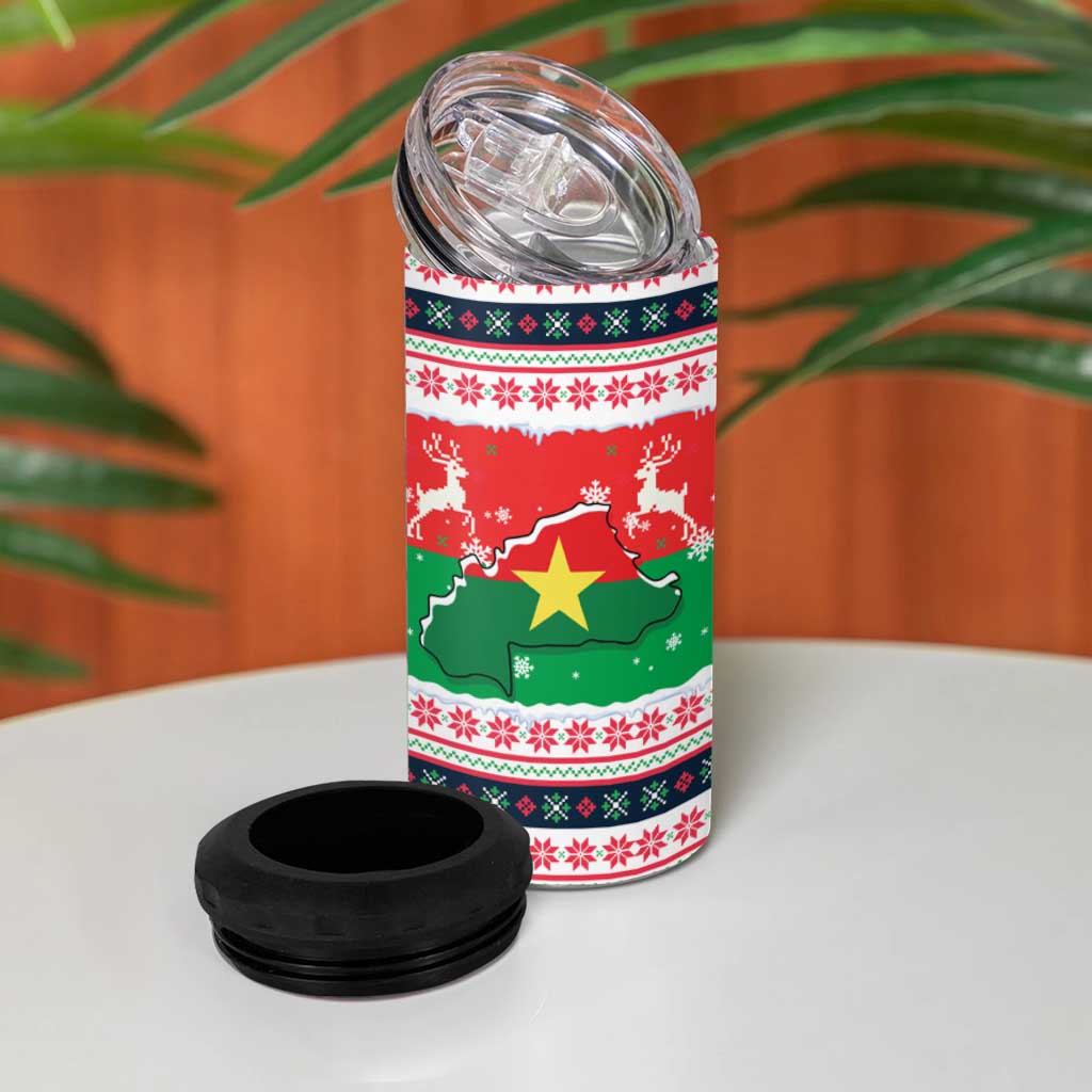 Christmas Burkina Faso 4 in 1 Can Cooler Tumbler Reindeer Star Design - Wonder Print Shop