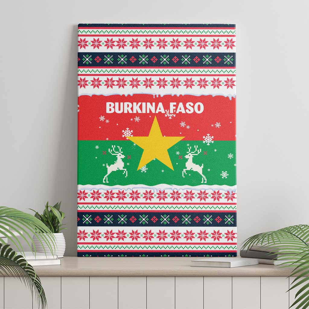 Christmas Burkina Faso Canvas Wall Art Reindeer Star Design - Wonder Print Shop