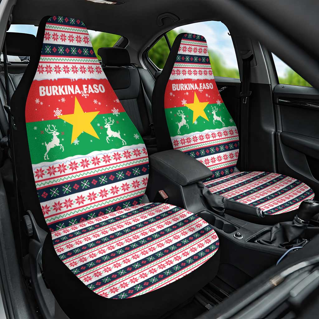 Christmas Burkina Faso Car Seat Cover Reindeer Star Design - Wonder Print Shop