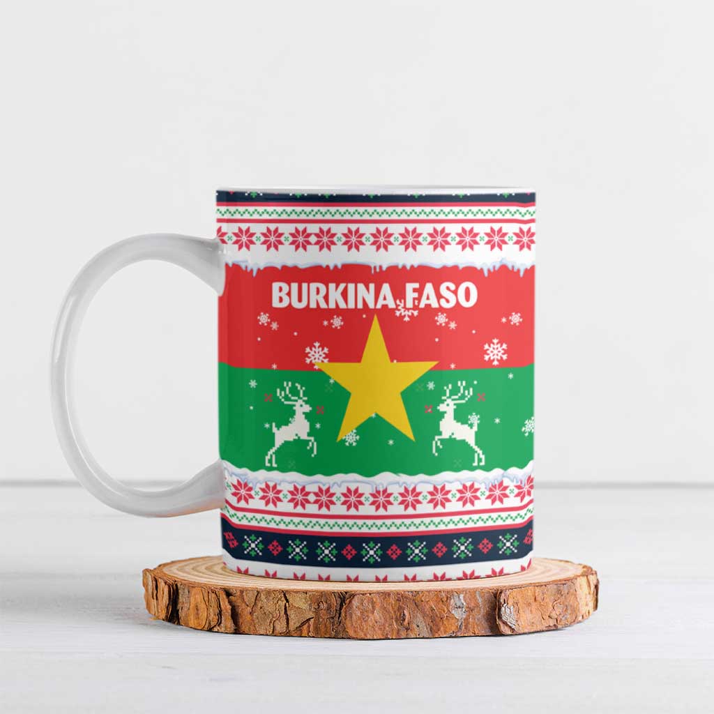 Christmas Burkina Faso Ceramic Mug Reindeer Star Design - Wonder Print Shop