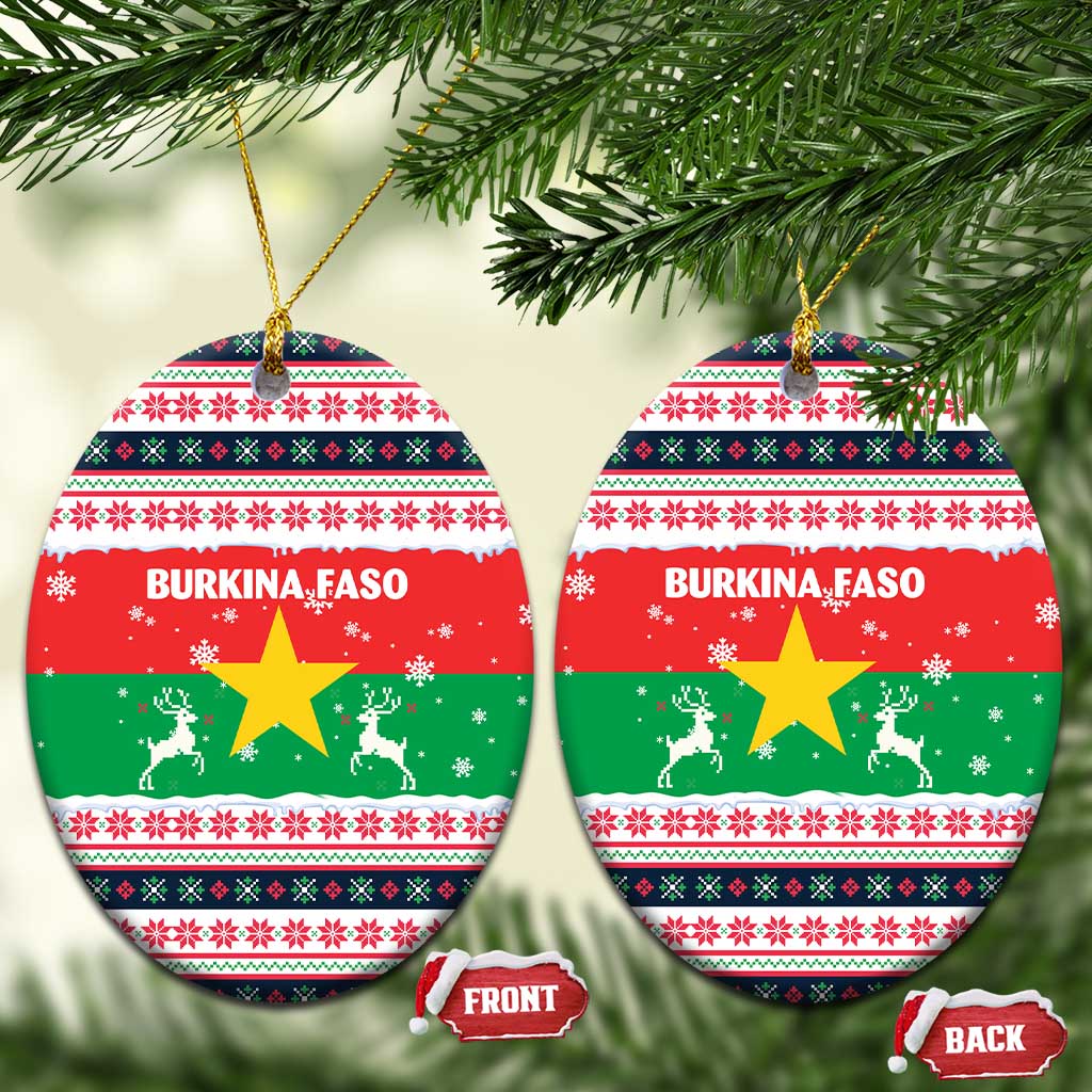 Christmas Burkina Faso Ceramic Ornament Reindeer Star Design - Wonder Print Shop