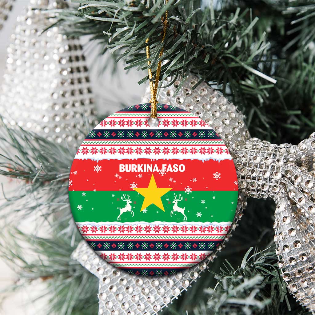Christmas Burkina Faso Ceramic Ornament Reindeer Star Design - Wonder Print Shop