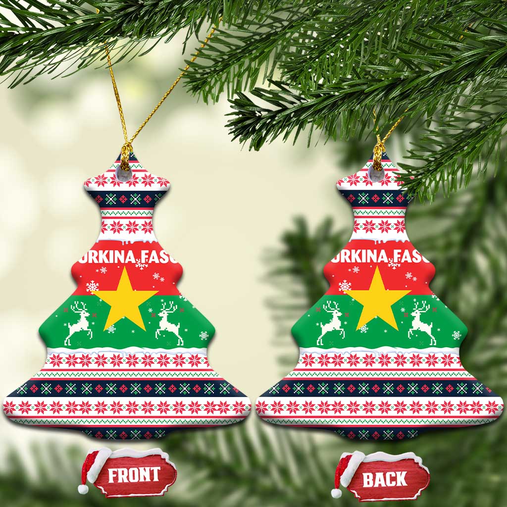 Christmas Burkina Faso Ceramic Ornament Reindeer Star Design - Wonder Print Shop