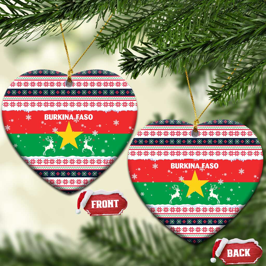 Christmas Burkina Faso Ceramic Ornament Reindeer Star Design - Wonder Print Shop