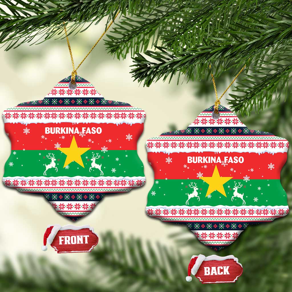 Christmas Burkina Faso Ceramic Ornament Reindeer Star Design - Wonder Print Shop