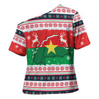 Christmas Burkina Faso Cross Shoulder Shirt Reindeer Star Design - Wonder Print Shop