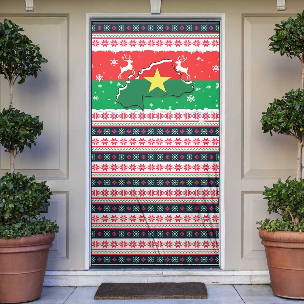 Christmas Burkina Faso Door Cover Reindeer Star Design - Wonder Print Shop