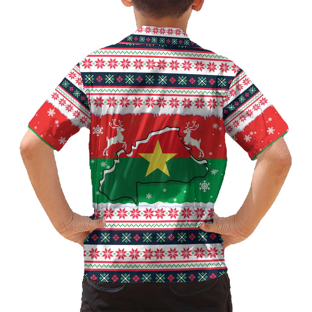 Christmas Burkina Faso Family Matching Long Sleeve Bodycon Dress and Hawaiian Shirt Reindeer Star Design - Wonder Print Shop