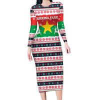 Christmas Burkina Faso Family Matching Long Sleeve Bodycon Dress and Hawaiian Shirt Reindeer Star Design - Wonder Print Shop