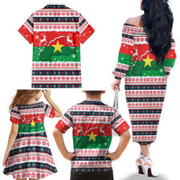 Christmas Burkina Faso Family Matching Off The Shoulder Long Sleeve Dress and Hawaiian Shirt Reindeer Star Design - Wonder Print Shop