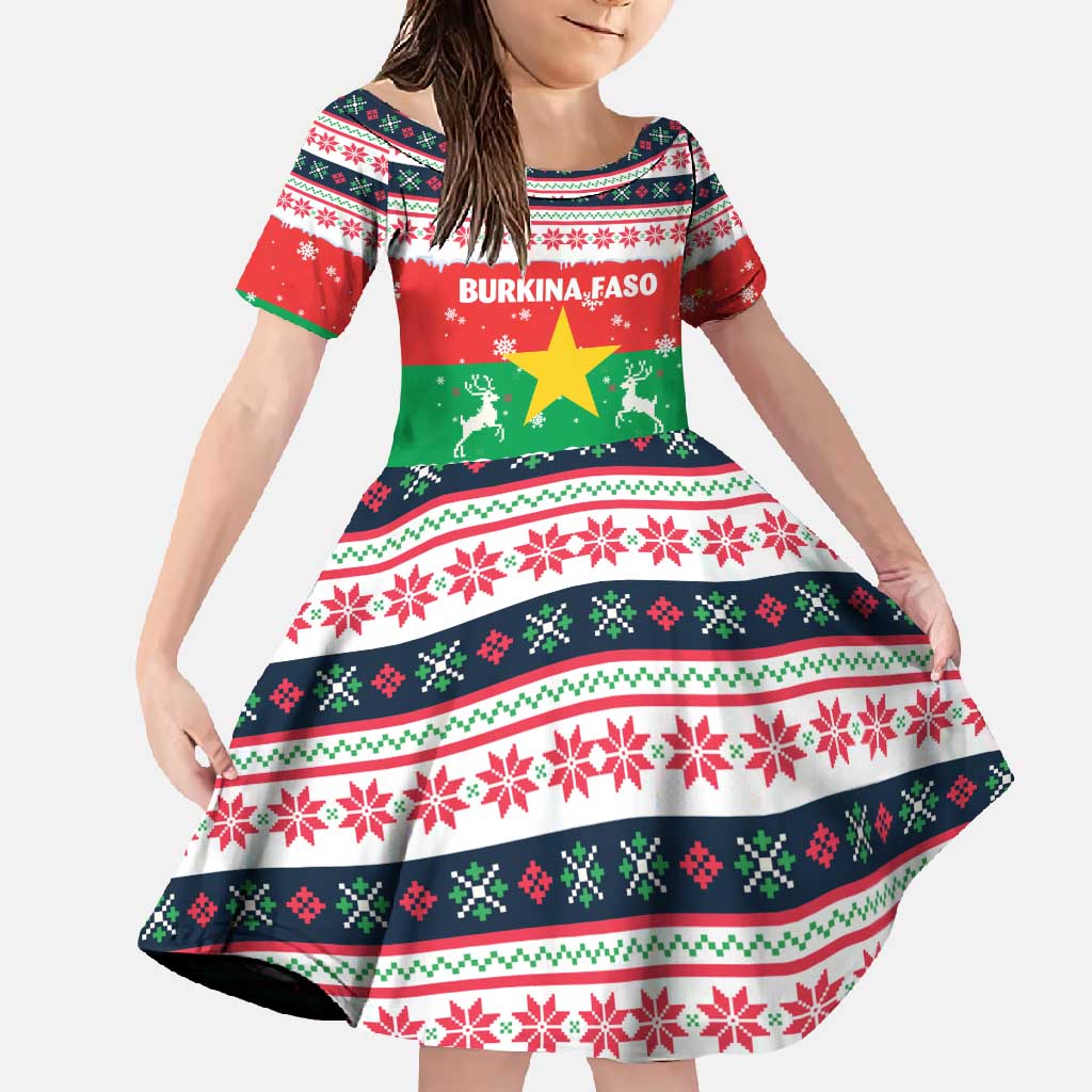 Christmas Burkina Faso Family Matching Off Shoulder Maxi Dress and Hawaiian Shirt Reindeer Star Design - Wonder Print Shop