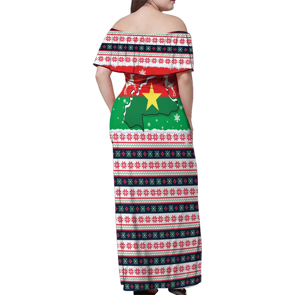 Christmas Burkina Faso Family Matching Off Shoulder Maxi Dress and Hawaiian Shirt Reindeer Star Design - Wonder Print Shop