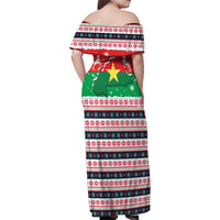 Christmas Burkina Faso Family Matching Off Shoulder Maxi Dress and Hawaiian Shirt Reindeer Star Design - Wonder Print Shop