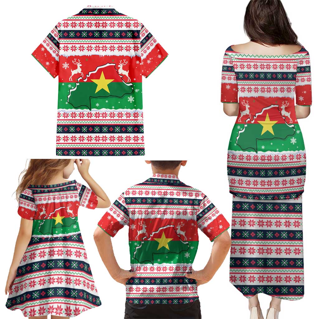 Christmas Burkina Faso Family Matching Puletasi and Hawaiian Shirt Reindeer Star Design - Wonder Print Shop