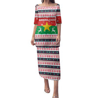 Christmas Burkina Faso Family Matching Puletasi and Hawaiian Shirt Reindeer Star Design - Wonder Print Shop