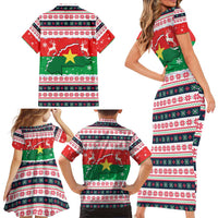 Christmas Burkina Faso Family Matching Short Sleeve Bodycon Dress and Hawaiian Shirt Reindeer Star Design - Wonder Print Shop