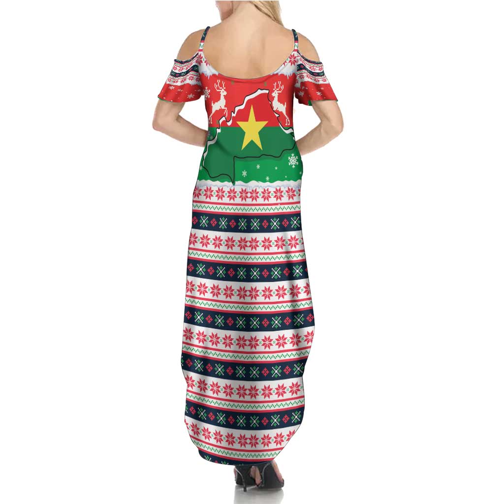 Christmas Burkina Faso Family Matching Summer Maxi Dress and Hawaiian Shirt Reindeer Star Design - Wonder Print Shop