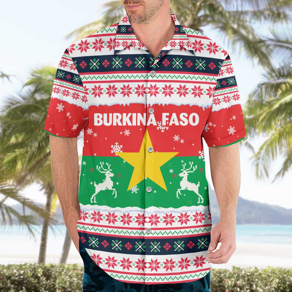 Christmas Burkina Faso Hawaiian Shirt Reindeer Star Design - Wonder Print Shop