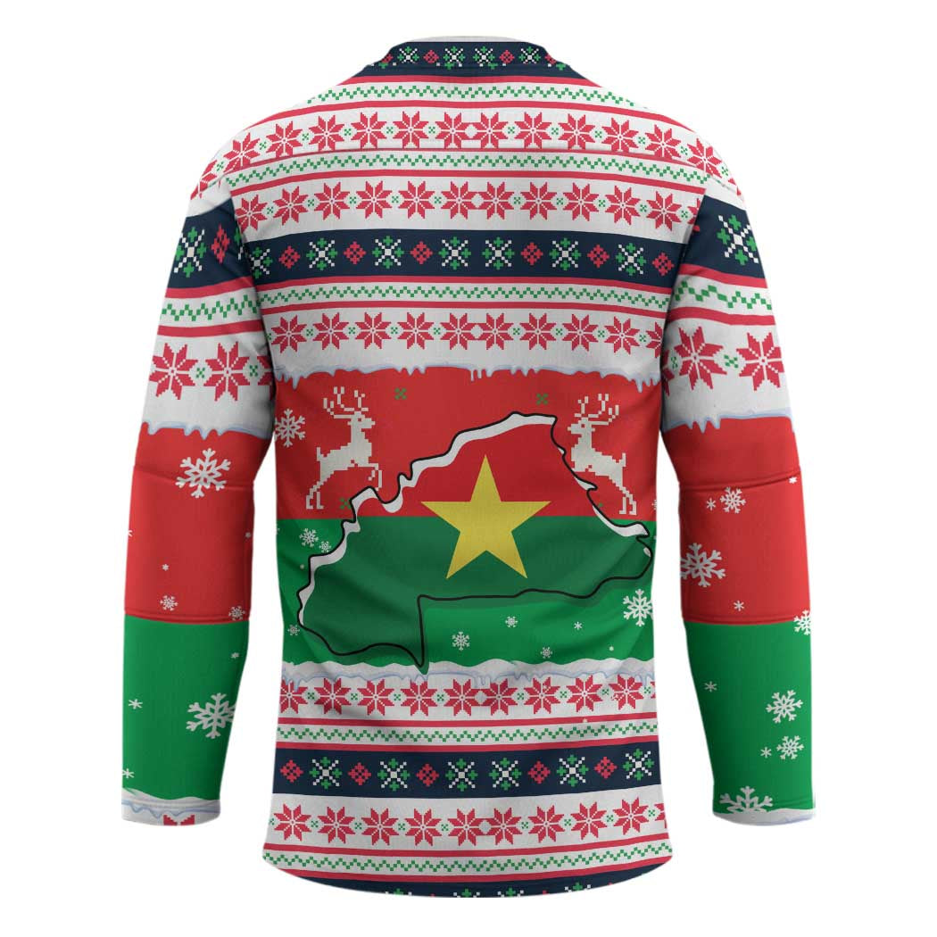 Christmas Burkina Faso Hockey Jersey Reindeer Star Design - Wonder Print Shop