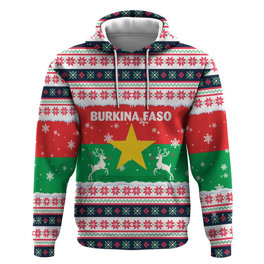 Christmas Burkina Faso Hoodie Reindeer Star Design - Wonder Print Shop