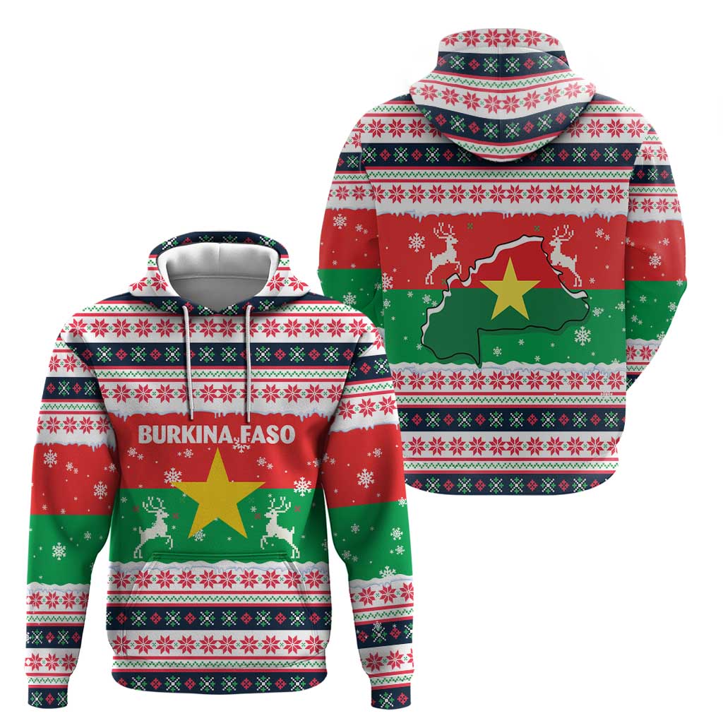 Christmas Burkina Faso Hoodie Reindeer Star Design - Wonder Print Shop