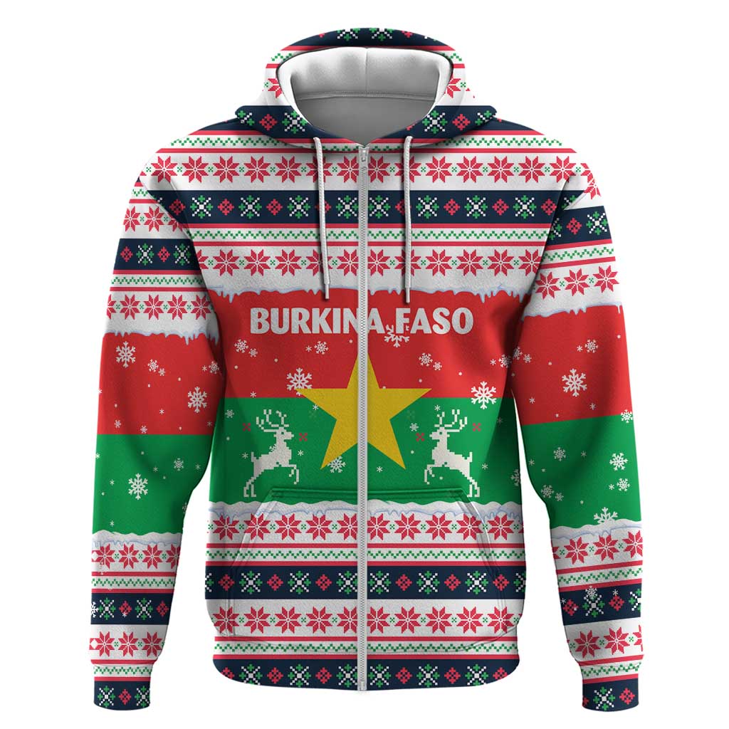 Christmas Burkina Faso Hoodie Reindeer Star Design - Wonder Print Shop
