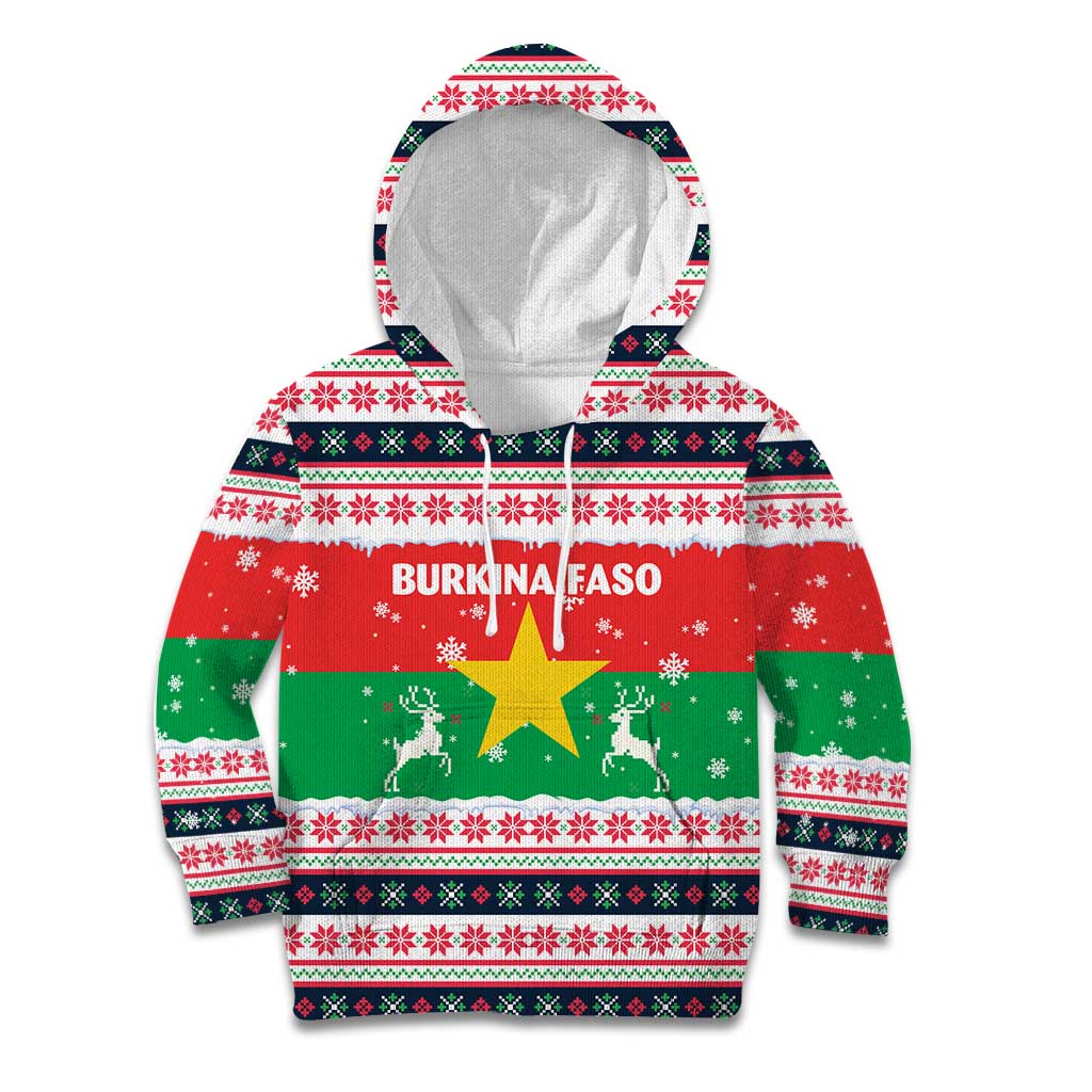 Christmas Burkina Faso Kid Hoodie Reindeer Star Design - Wonder Print Shop