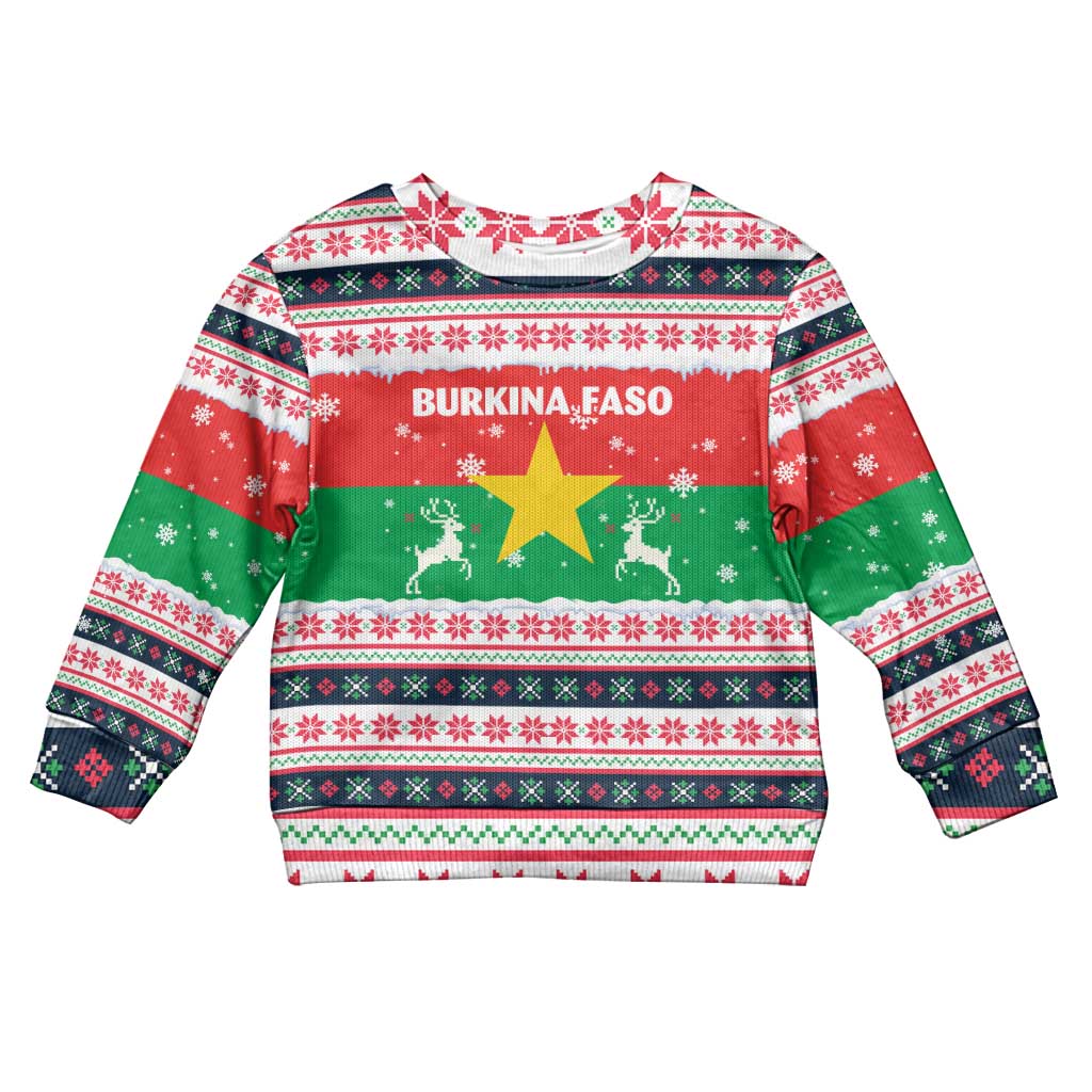 Christmas Burkina Faso Kid Ugly Christmas Sweater Reindeer Star Design - Wonder Print Shop