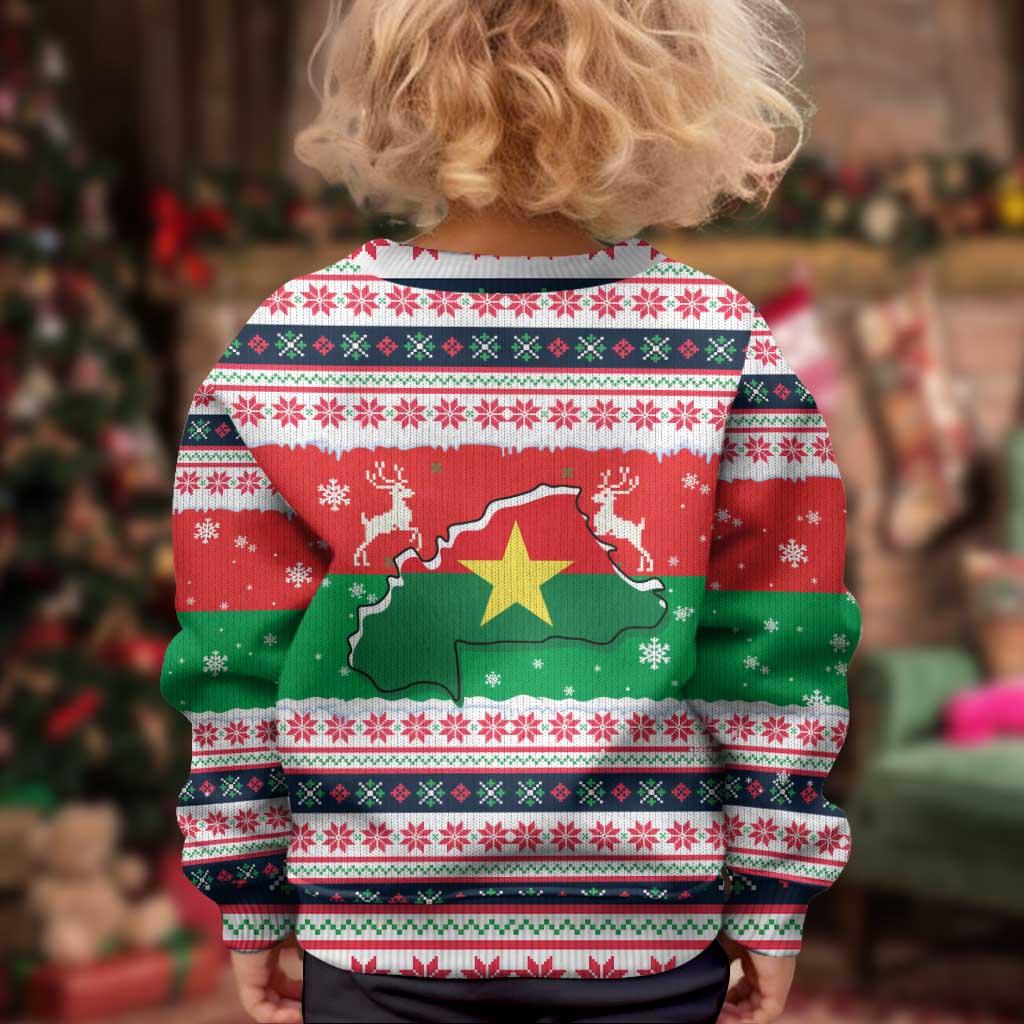 Christmas Burkina Faso Kid Ugly Christmas Sweater Reindeer Star Design - Wonder Print Shop