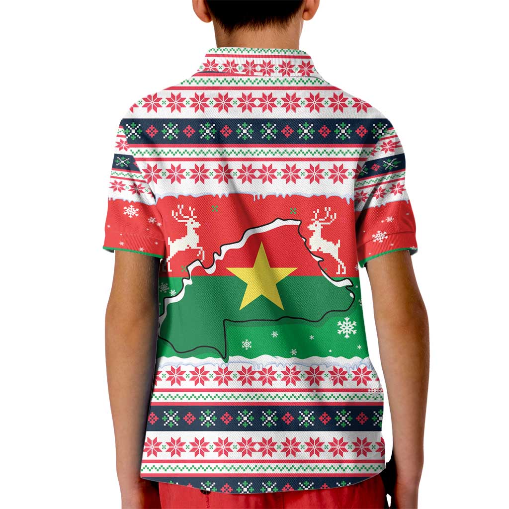Christmas Burkina Faso Kid Polo Shirt Reindeer Star Design - Wonder Print Shop