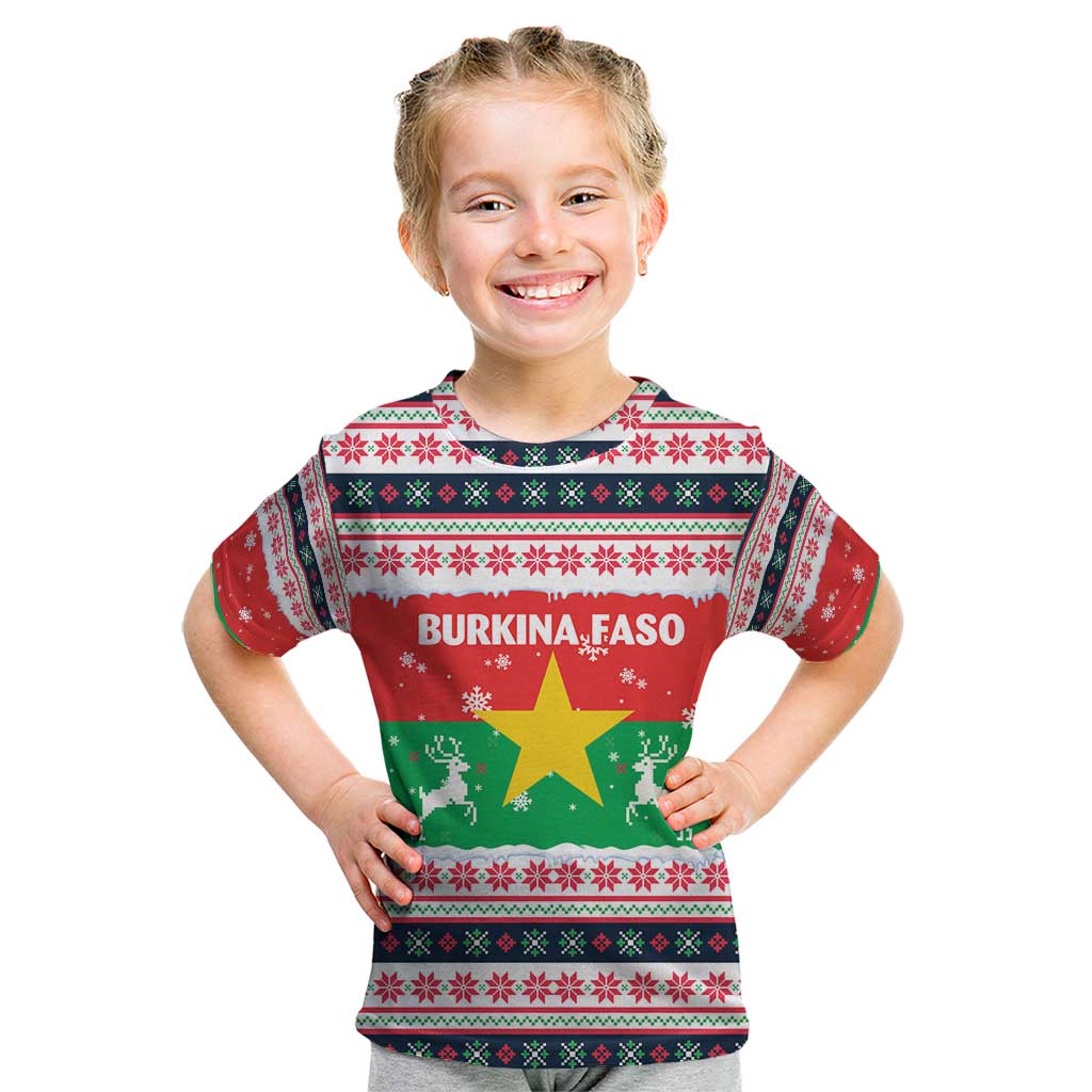Christmas Burkina Faso Kid T Shirt Reindeer Star Design - Wonder Print Shop