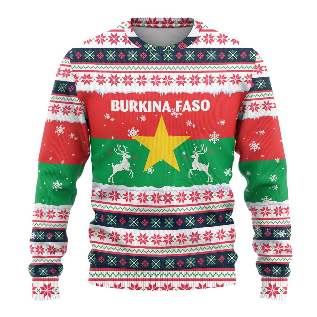 Christmas Burkina Faso Ugly Christmas Sweater Reindeer Star Design - Wonder Print Shop