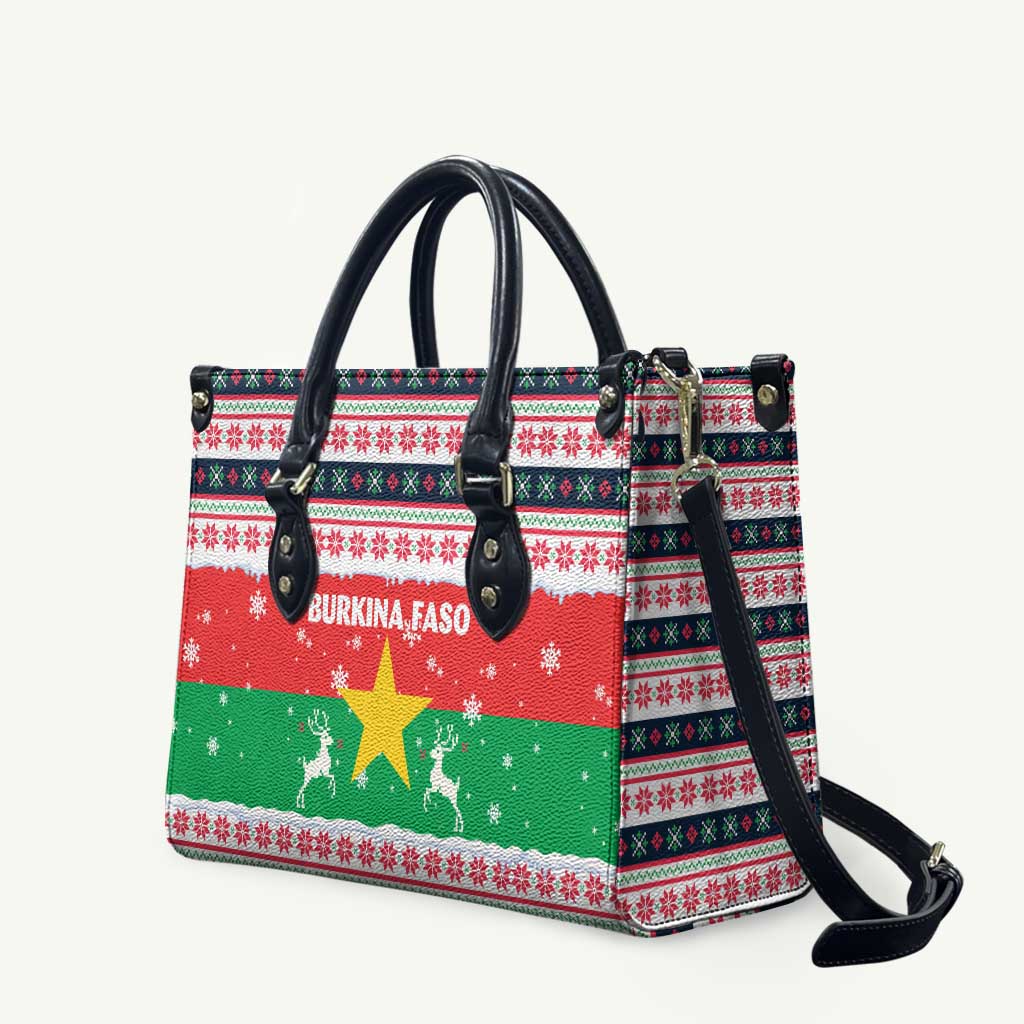 Christmas Burkina Faso Leather Bag Reindeer Star Design - Wonder Print Shop