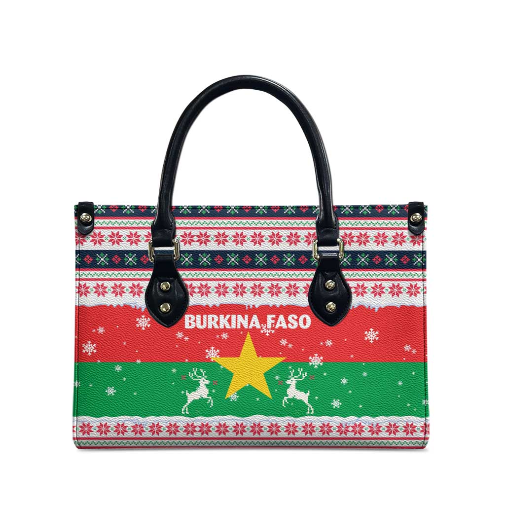 Christmas Burkina Faso Leather Bag Reindeer Star Design - Wonder Print Shop