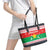 Christmas Burkina Faso Leather Tote Bag Reindeer Star Design - Wonder Print Shop