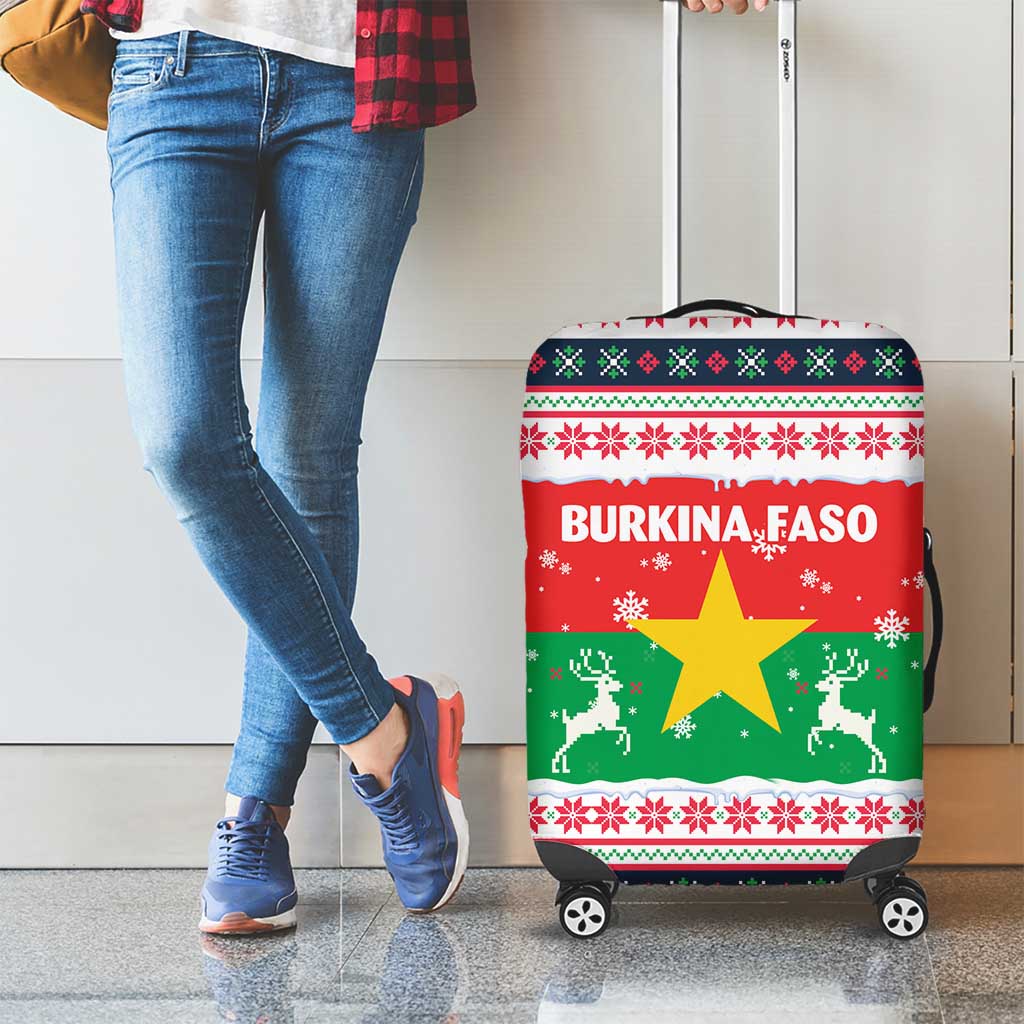 Christmas Burkina Faso Luggage Cover Reindeer Star Design - Wonder Print Shop
