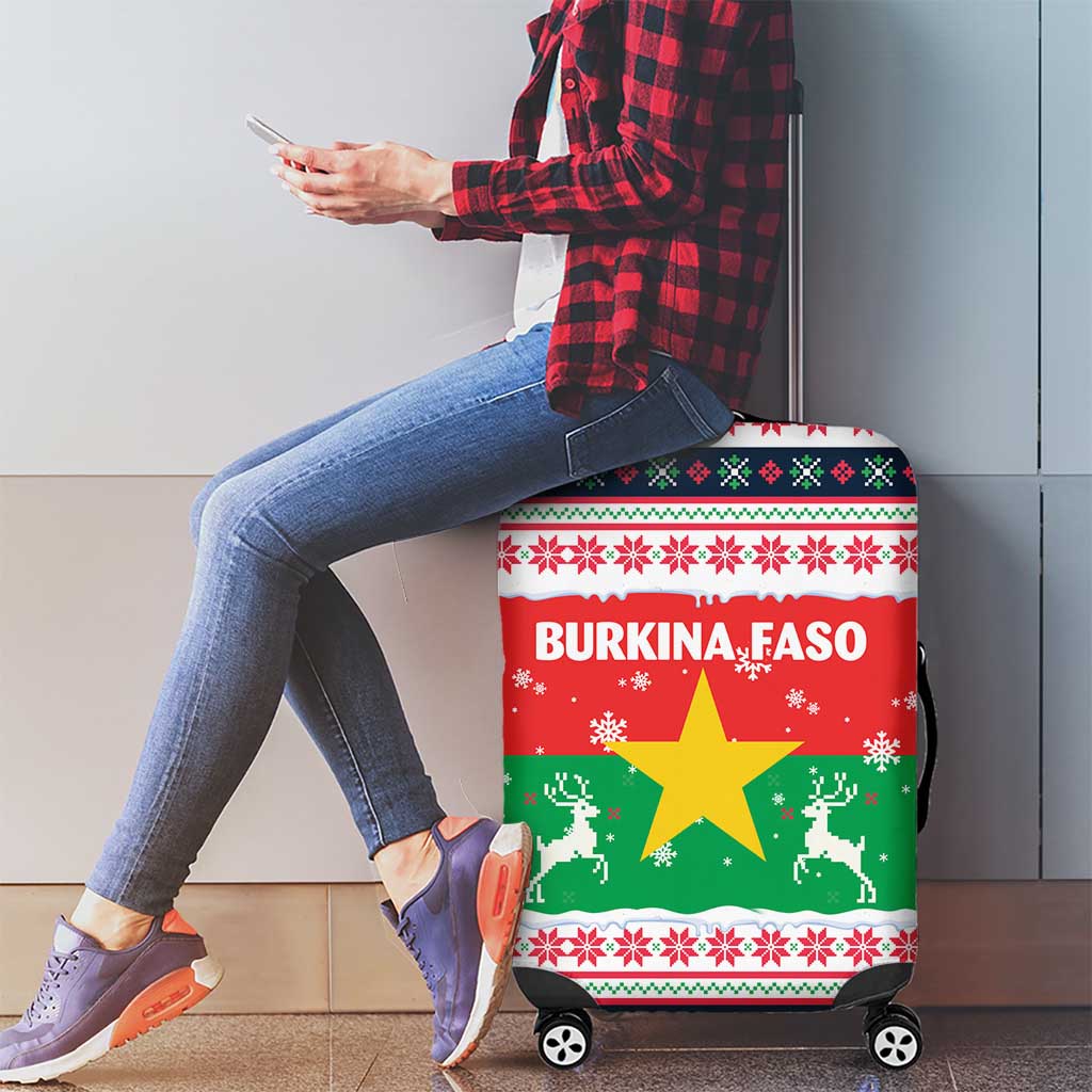 Christmas Burkina Faso Luggage Cover Reindeer Star Design - Wonder Print Shop
