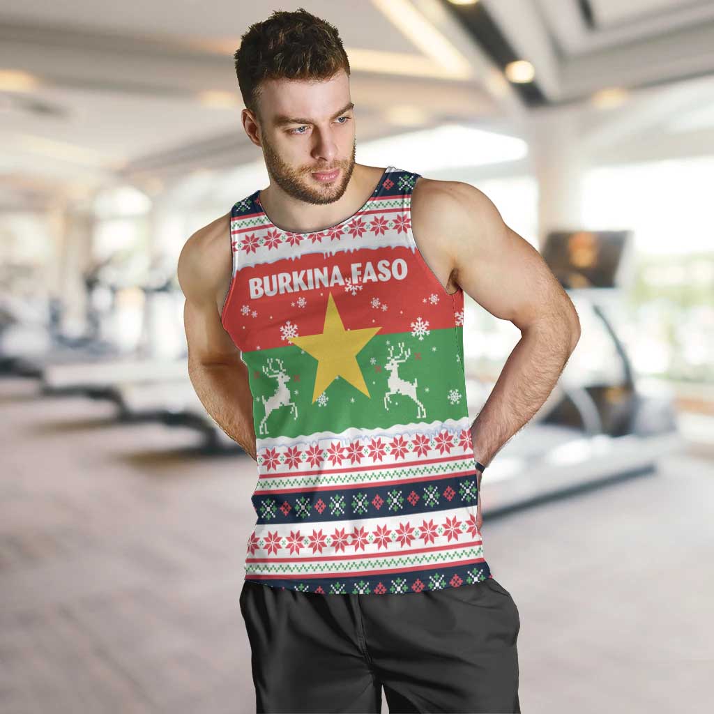 Christmas Burkina Faso Men Tank Top Reindeer Star Design - Wonder Print Shop