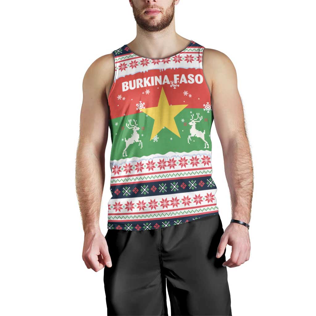 Christmas Burkina Faso Men Tank Top Reindeer Star Design - Wonder Print Shop