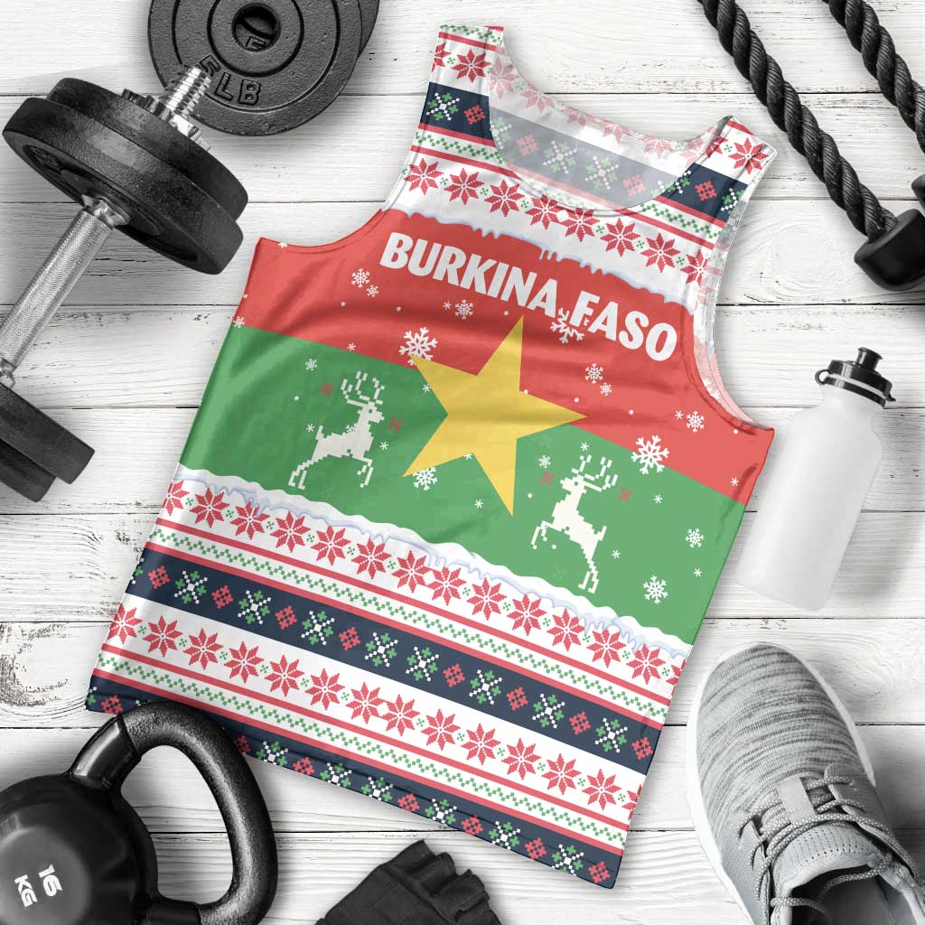 Christmas Burkina Faso Men Tank Top Reindeer Star Design - Wonder Print Shop