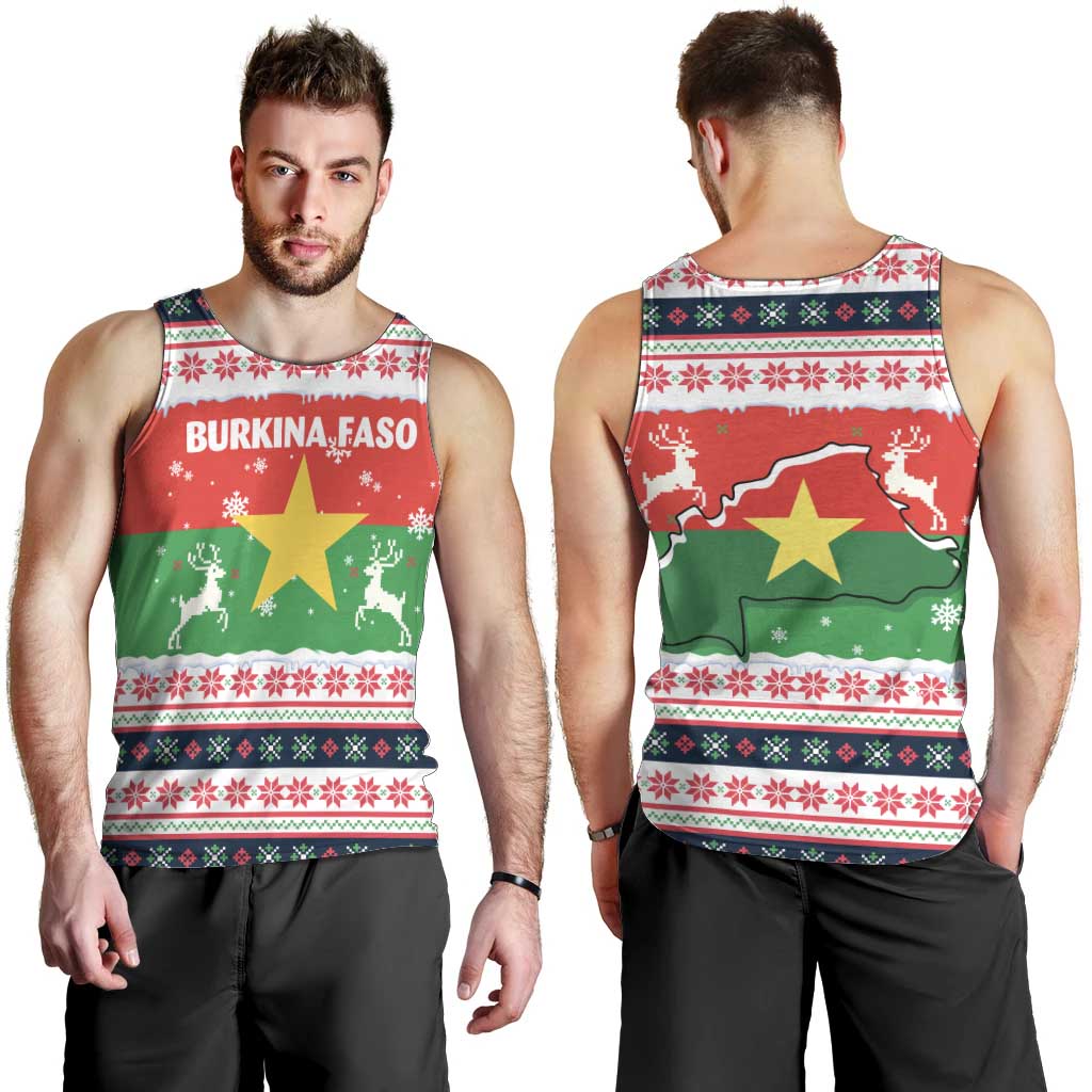 Christmas Burkina Faso Men Tank Top Reindeer Star Design - Wonder Print Shop