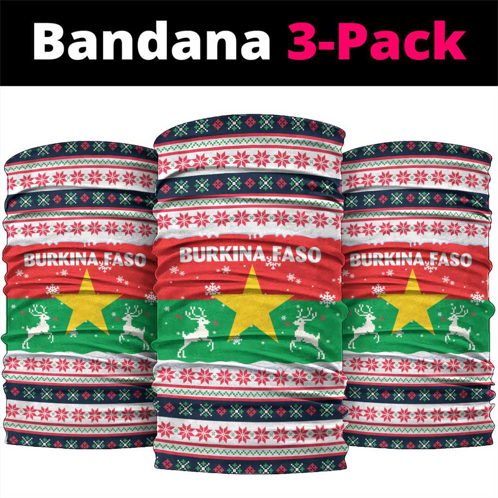 Christmas Burkina Faso Neck Gaiter Reindeer Star Design - Wonder Print Shop