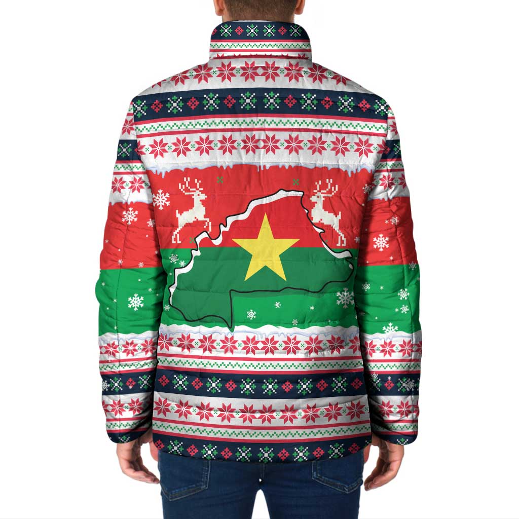 Christmas Burkina Faso Padded Jacket Reindeer Star Design - Wonder Print Shop
