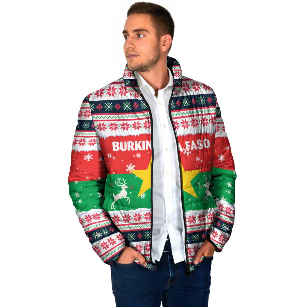 Christmas Burkina Faso Padded Jacket Reindeer Star Design - Wonder Print Shop