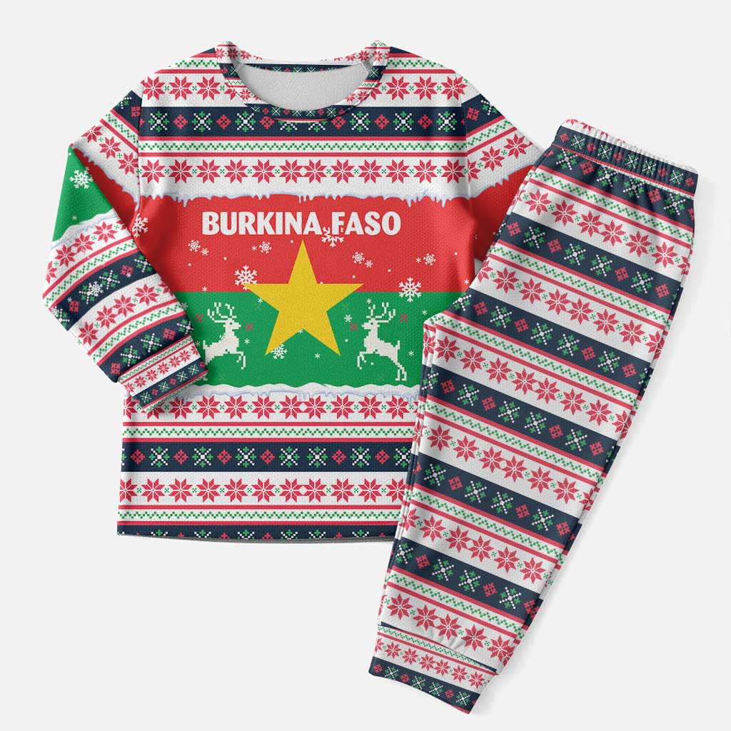Christmas Burkina Faso Christmas Pajama Set Reindeer Star Design - Wonder Print Shop