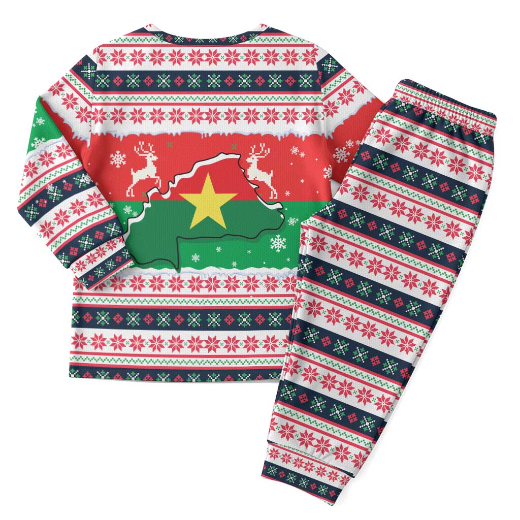 Christmas Burkina Faso Christmas Pajama Set Reindeer Star Design - Wonder Print Shop