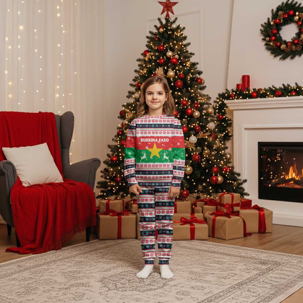 Christmas Burkina Faso Christmas Pajama Set Reindeer Star Design - Wonder Print Shop