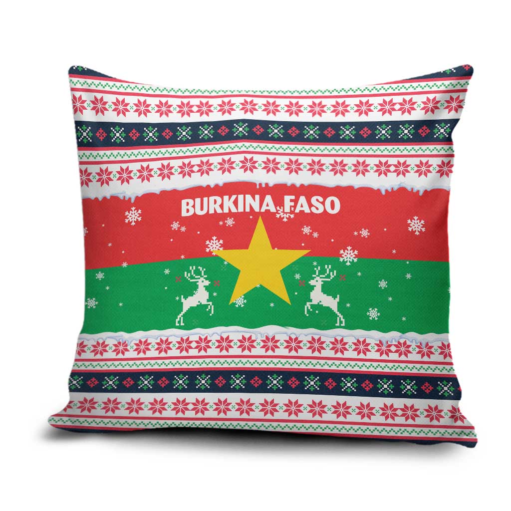 Christmas Burkina Faso Pillow Cover Reindeer Star Design - Wonder Print Shop