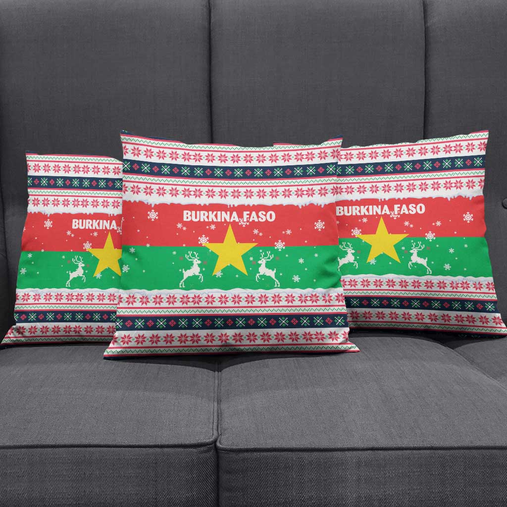 Christmas Burkina Faso Pillow Cover Reindeer Star Design - Wonder Print Shop