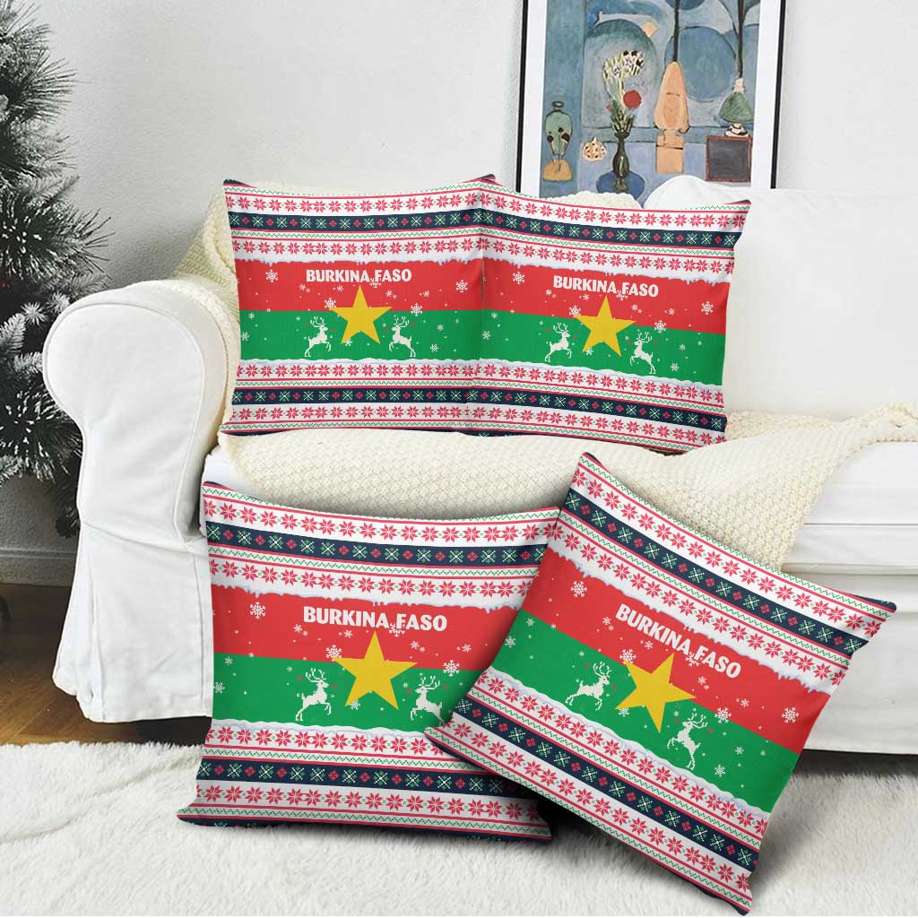 Christmas Burkina Faso Pillow Cover Reindeer Star Design - Wonder Print Shop